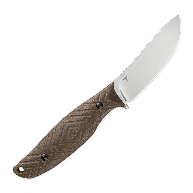 Ніж з чохлом туристичний SRM Fossa 605T-MW, (8.8 см) 14C28N / Micarta коричневий — Photo 1