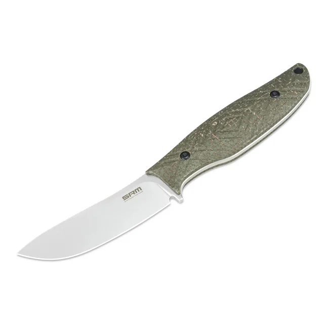 Ніж з чохлом туристичний SRM Fossa 605T-MP, (8.8 см) 14C28N / Micarta зелений — Photo 2