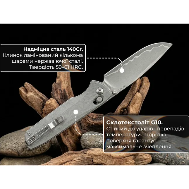 Нож складной туристический SRM Terrier (9 см) 140Cr/G10 серый — Photo 10