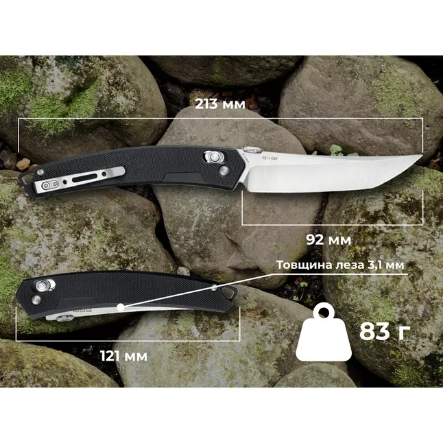 Нож складной туристический SRM 9211-GB2 (9.2 см) 8Cr13MoV / G10 черный — Photo 10