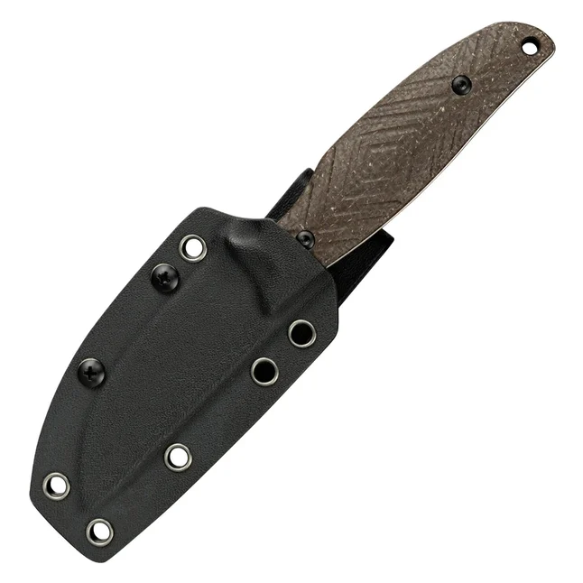 Ніж з чохлом туристичний SRM Fossa 605T-MW, (8.8 см) 14C28N / Micarta коричневий — Photo 5