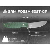 Ніж з чохлом туристичний SRM Fossa 605T-GP, (8.8 см) 14C28N / G10 зелений — Photo 21