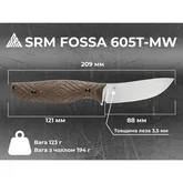 Ніж з чохлом туристичний SRM Fossa 605T-MW, (8.8 см) 14C28N / Micarta коричневий — Photo 21